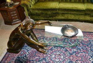 unusual table with glass top