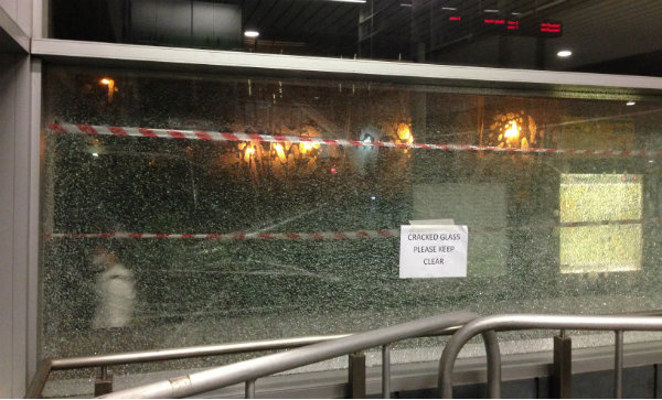 Securing area with broken glass