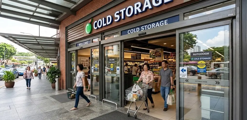 Automated Sliding Door At Supermarket