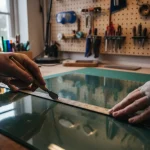 Cutting glass sheet with a ruler and glass cutter tool