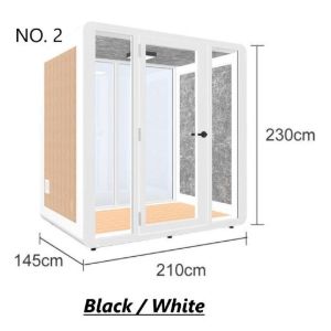 Compact soundproof glass booth with dimensions