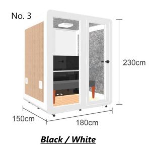 Compact soundproof glass booth with dimensions