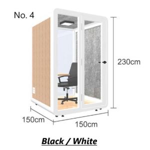 Compact soundproof glass booth with dimensions
