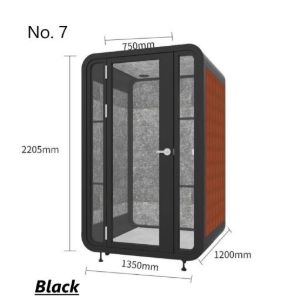 Compact soundproof glass booth with dimensions