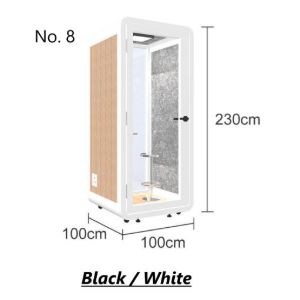 Compact soundproof glass booth with dimensions