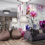 Mirror with floral design in modern living room